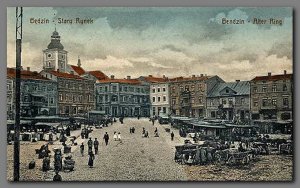Tak kiedyś wyglądał Stary Rynek w starym mieście Będzin, w którym był wtedy taki czas, że prawie 80 % mieszkańców to byli Żydzi.